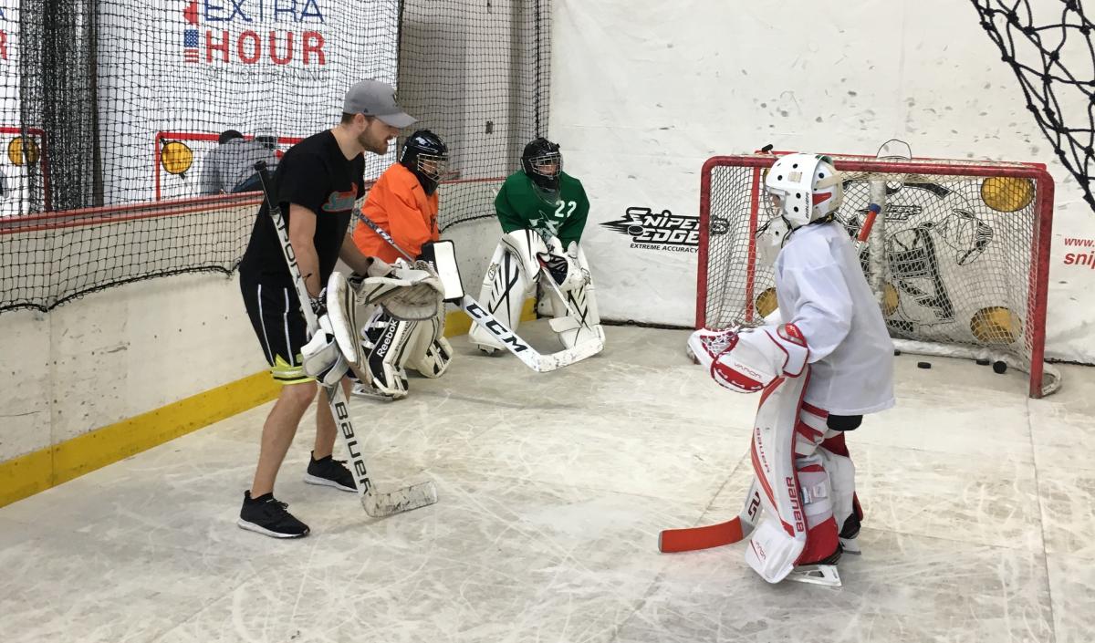 Nick The Goalie Becomes A Puck Bag During On Ice Session! 
